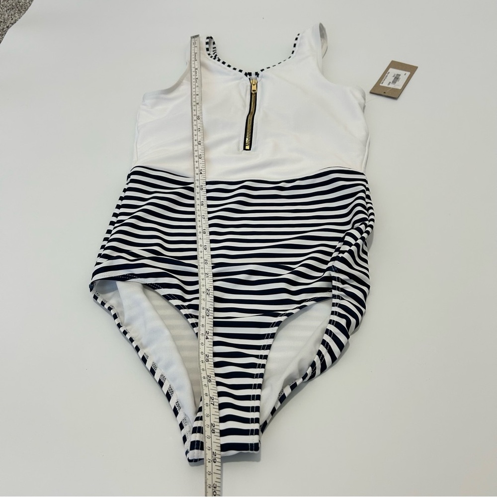 NEW Albion Sailor Front Zip One Piece Nursing Striped Womens Small Blue White - Picture 9 of 9